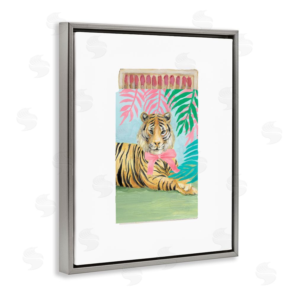 Lanie Loreth Tropical Tiger Matchbook Gray Floating Frame Canvas Wall Art Print