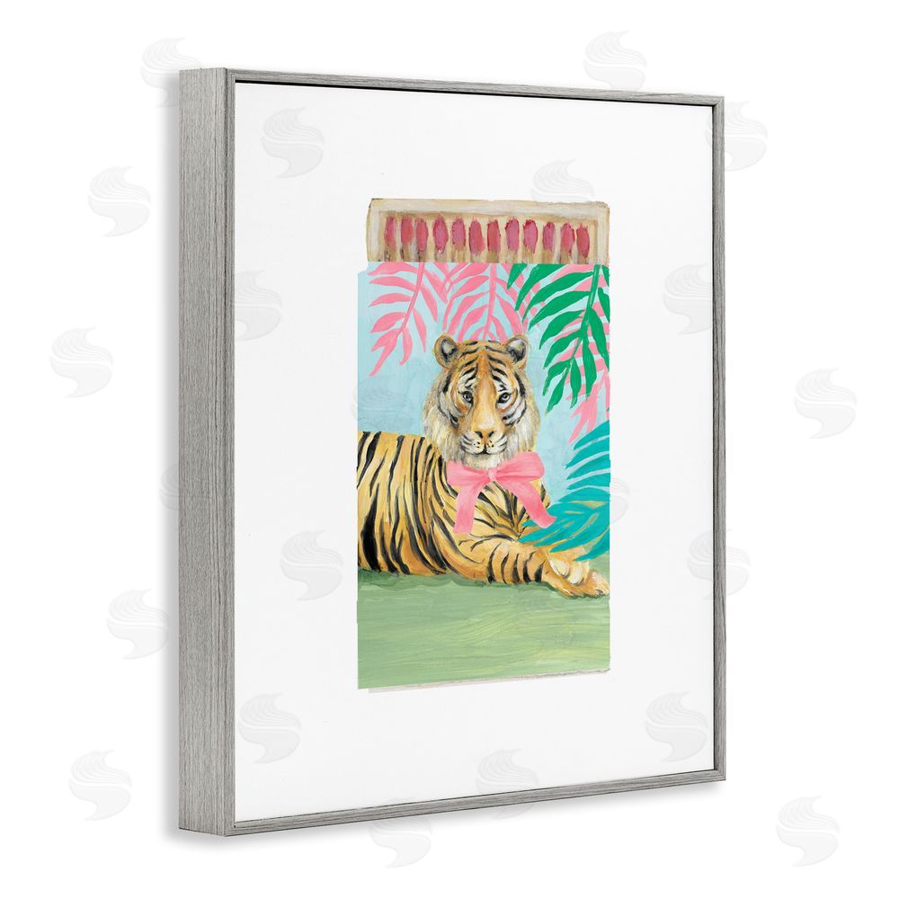 Lanie Loreth Tropical Tiger Matchbook Gray Framed Giclee Wall Art Print