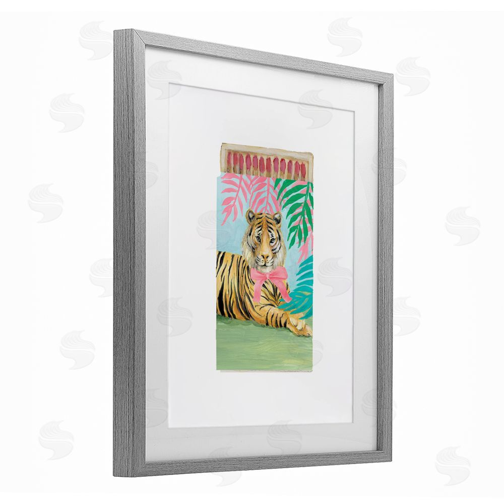 Lanie Loreth Tropical Tiger Matchbook Gray Framed Print Under Glass Wall Art