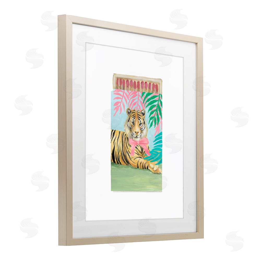 Lanie Loreth Tropical Tiger Matchbook Brown Framed Print Under Glass Wall Art