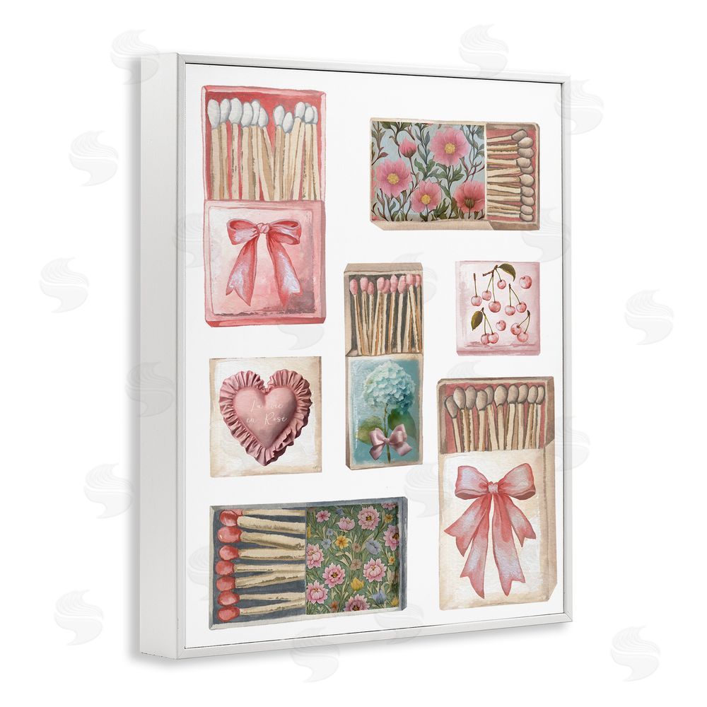 Elizabeth Medley Vintage Feminine Matchbooks White Framed Giclee Wall Art Print