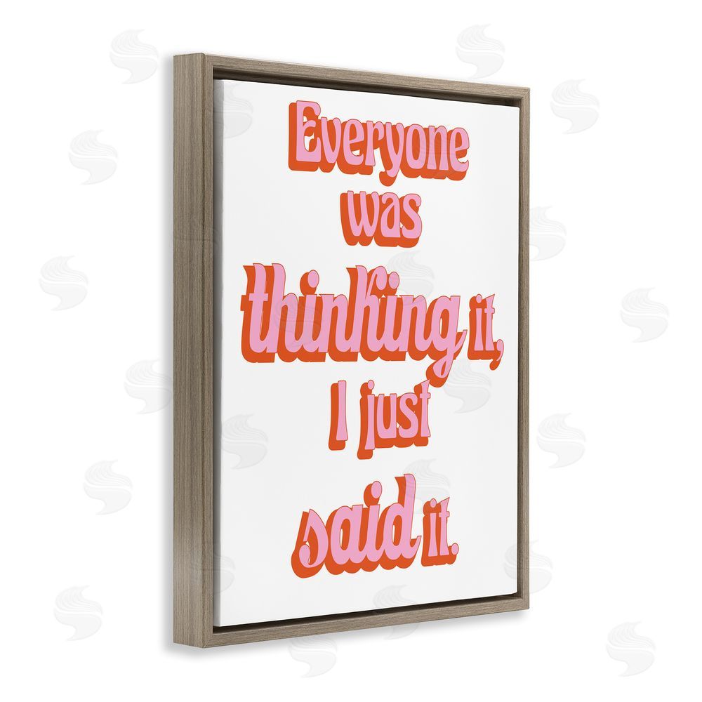 Sundance Graphics Everyone Was Thinking It Brown Floating Frame Canvas Wall Art Print