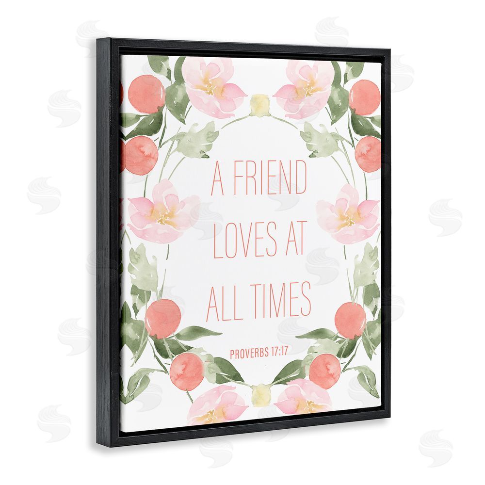 Sundance Graphics A Friend Loves At All Times Black Floating Frame Canvas Wall Art Print