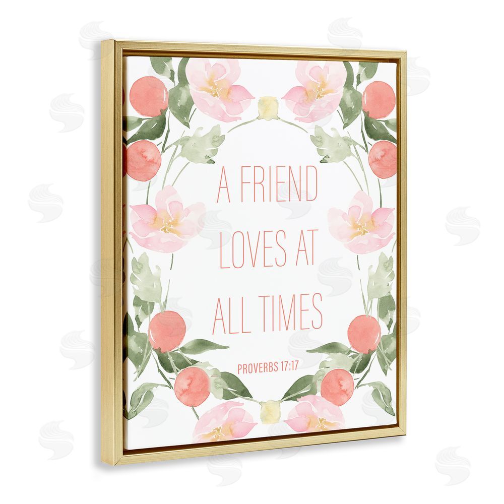 Sundance Graphics A Friend Loves At All Times Gold Floating Frame Canvas Wall Art Print