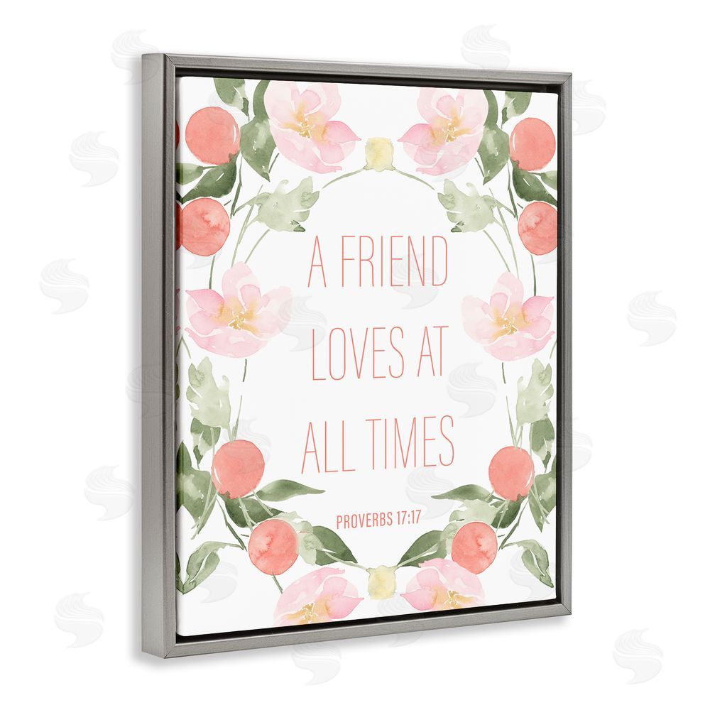 Sundance Graphics A Friend Loves At All Times Gray Floating Frame Canvas Wall Art Print