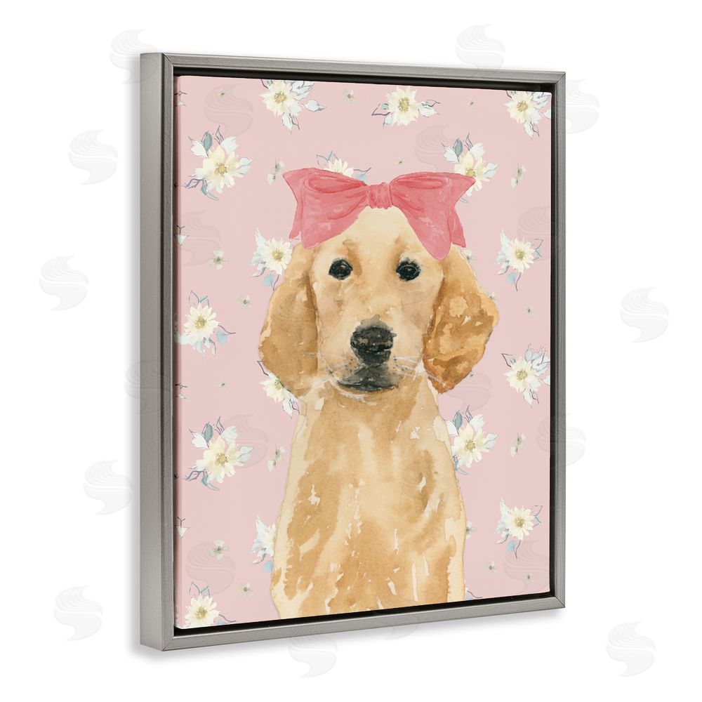 Lucille Price Picture Ready Retriever Gray Floating Frame Canvas Wall Art Print