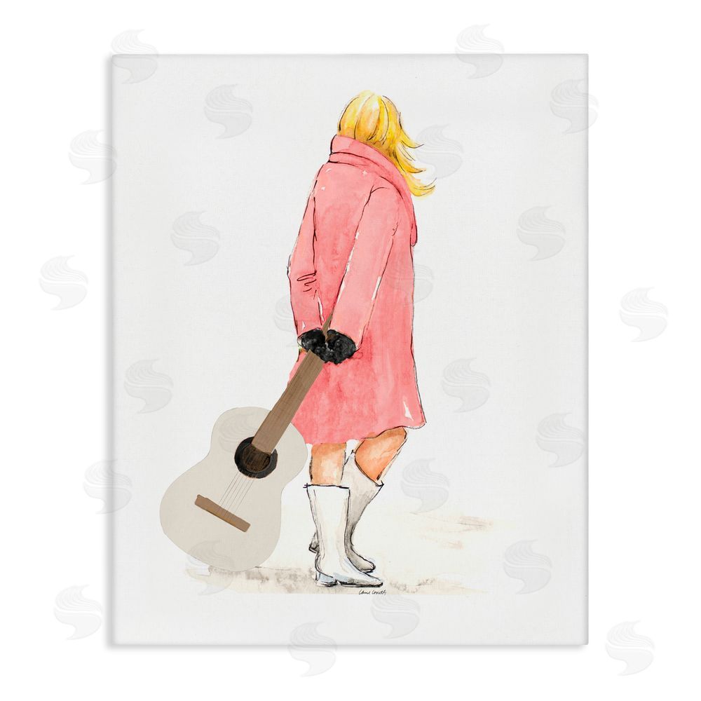 Lanie Loreth Fashionable Woman with Guitar Canvas Wall Art Print