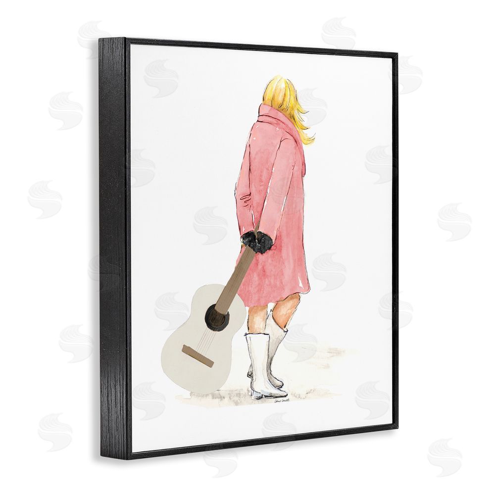 Lanie Loreth Fashionable Woman with Guitar Black Framed Giclee Wall Art Print
