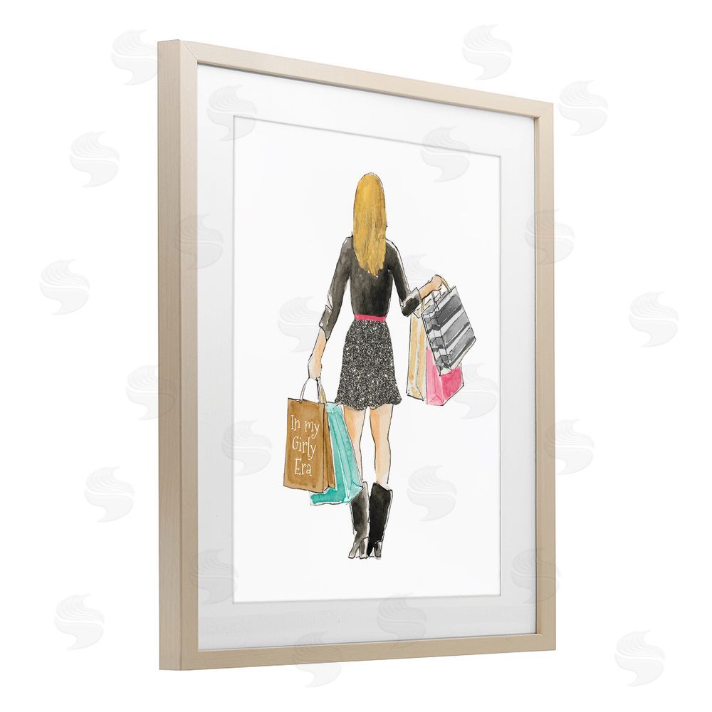 Sundance Graphics Girl With Shopping Bags Birch Framed Print Under Glass Wall Art