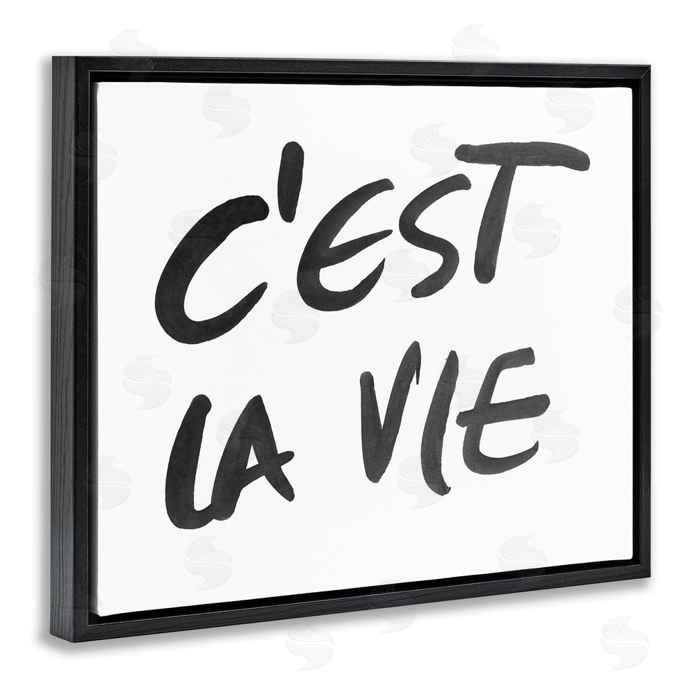Sundance Graphics C'est La Vie Minimal Text Black Floating Frame Canvas Wall Art Print