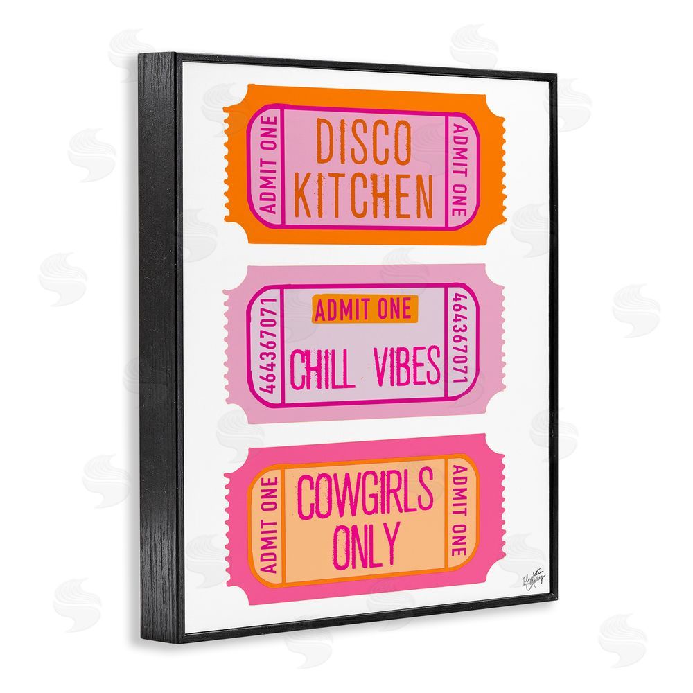 Sundance Graphics Disco Cowgirl Ticket Phrases Black Framed Giclee Wall Art Print