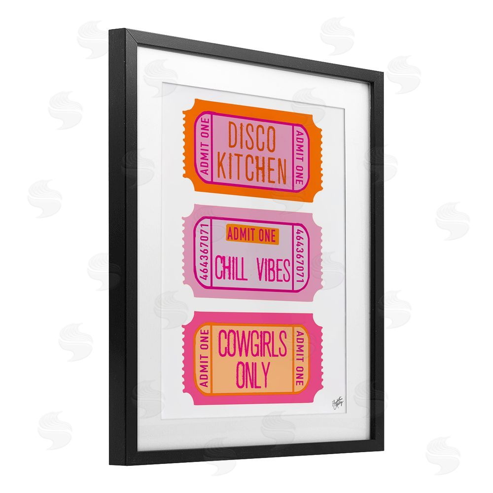 Sundance Graphics Disco Cowgirl Ticket Phrases Black Framed Print Under Glass Wall Art