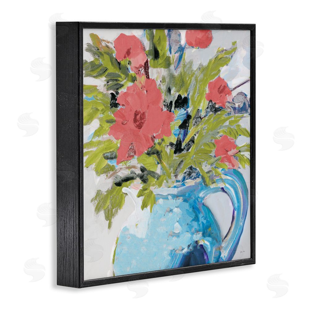 Sundance Graphics Daisies in Blue Vase Black Framed Giclee Wall Art Print
