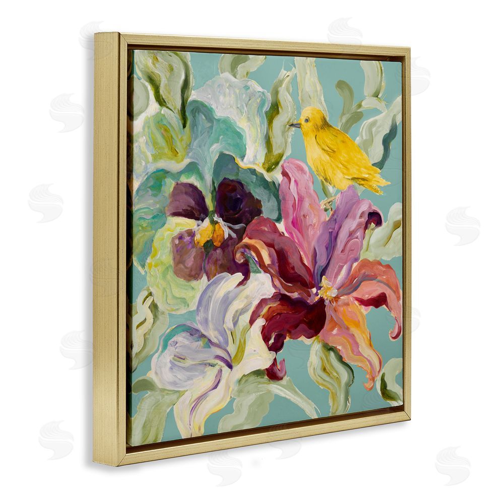 Sundance Graphics Lyrical Garden Canary Gold Floating Frame Canvas Wall Art Print