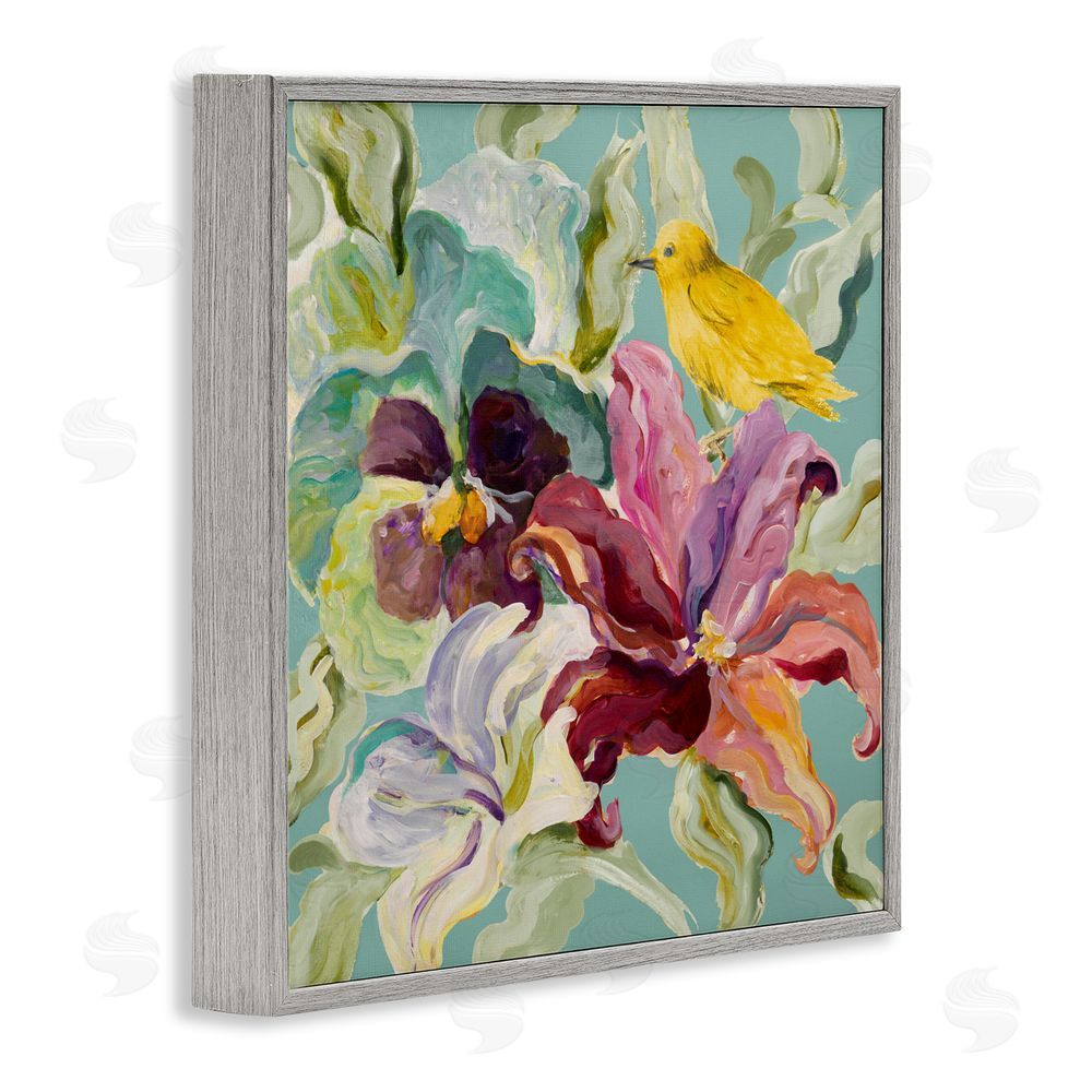 Sundance Graphics Lyrical Garden Canary Gray Framed Giclee Wall Art Print