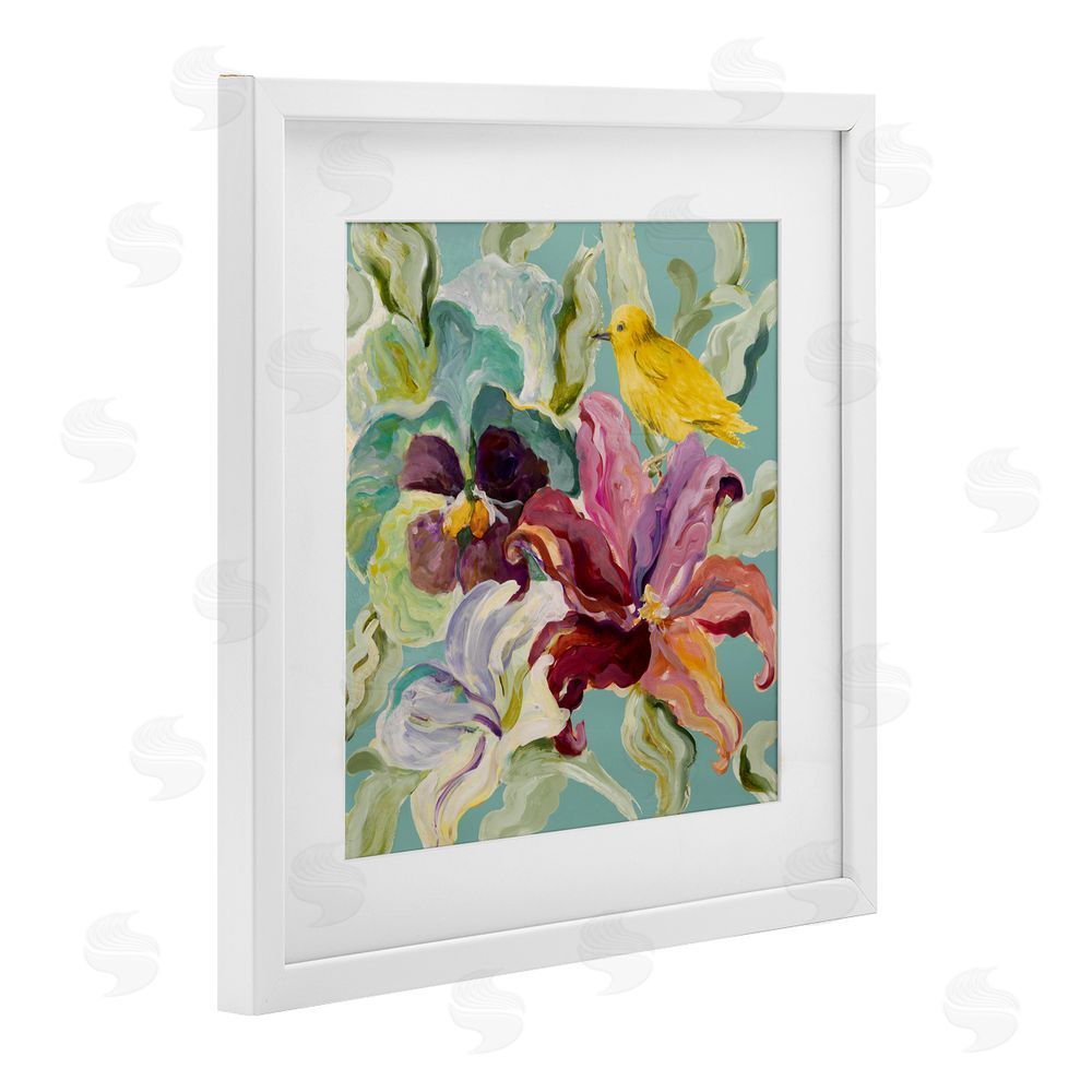 Sundance Graphics Lyrical Garden Canary White Framed Print Under Glass Wall Art