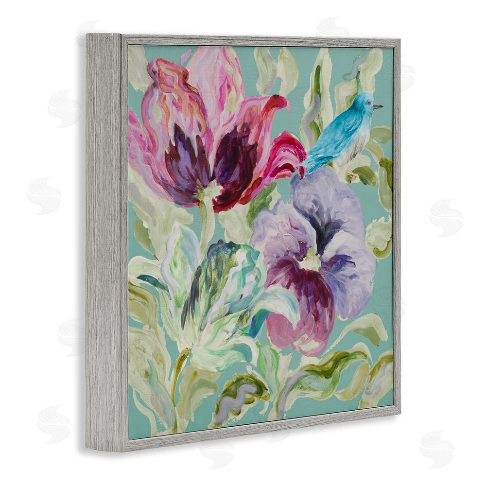Sundance Graphics Lyrical Garden Strokes Gray Framed Giclee Wall Art Print