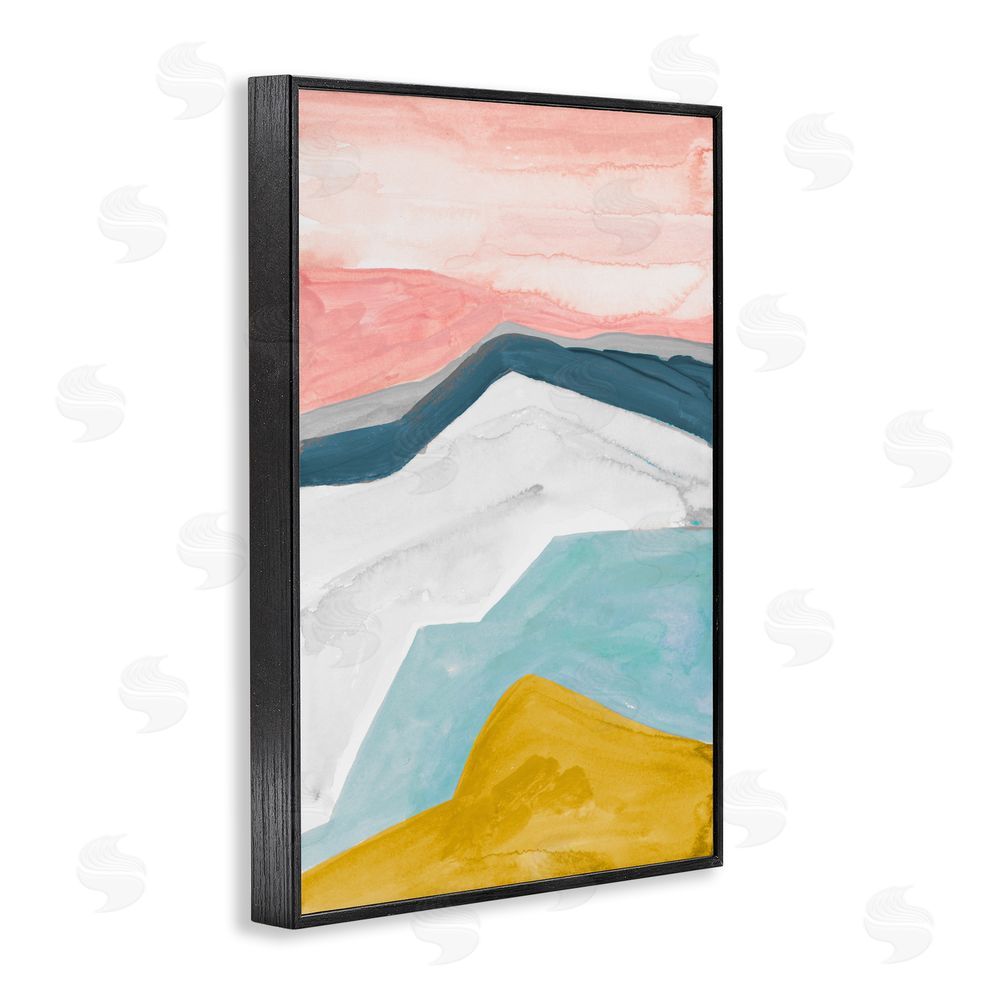 B. Danelle Pastel Geometric Mountains Black Framed Giclee Wall Art Print