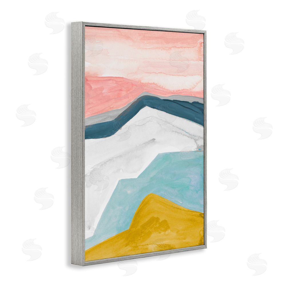 B. Danelle Pastel Geometric Mountains Gray Framed Giclee Wall Art Print