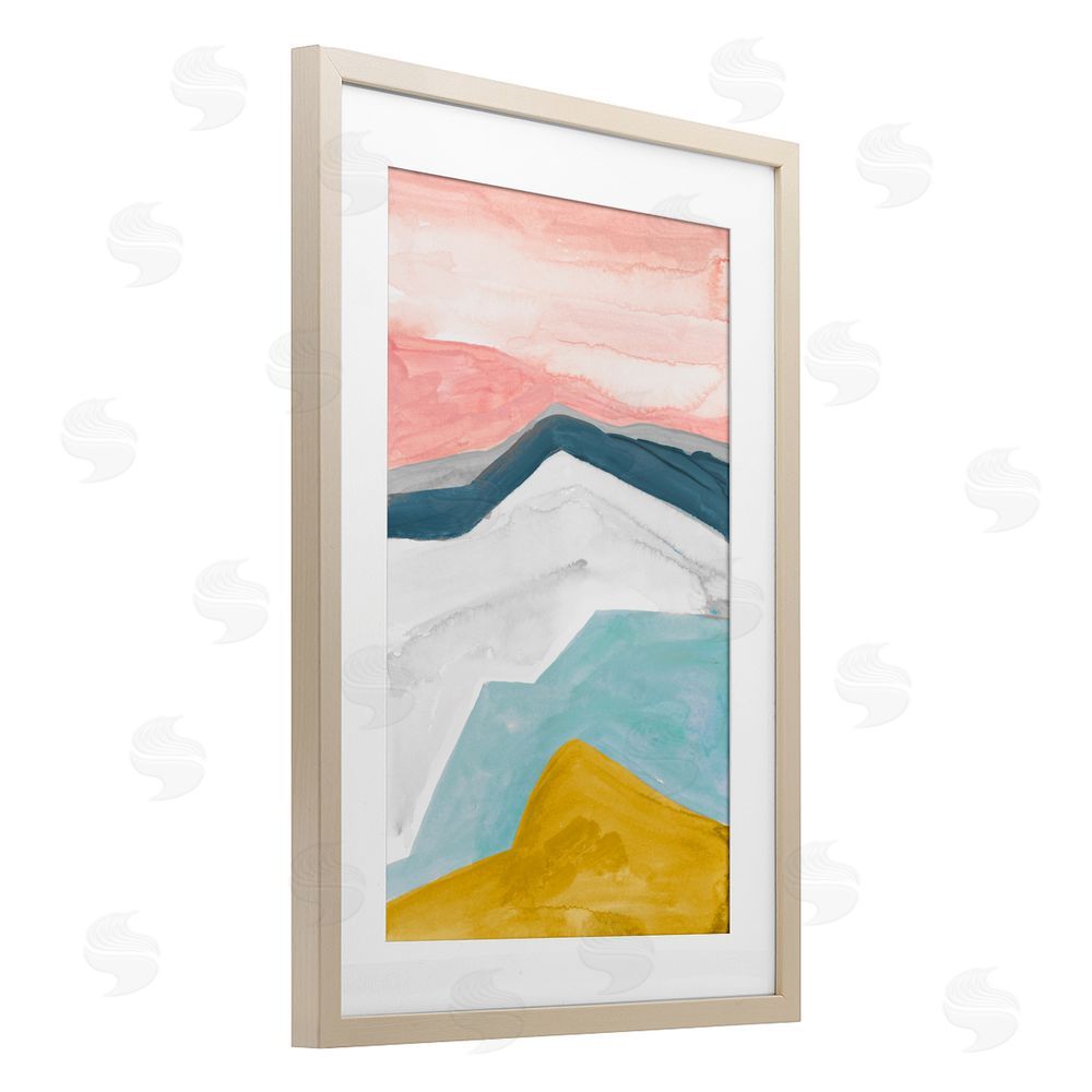 B. Danelle Pastel Geometric Mountains Birch Framed Print Under Glass Wall Art