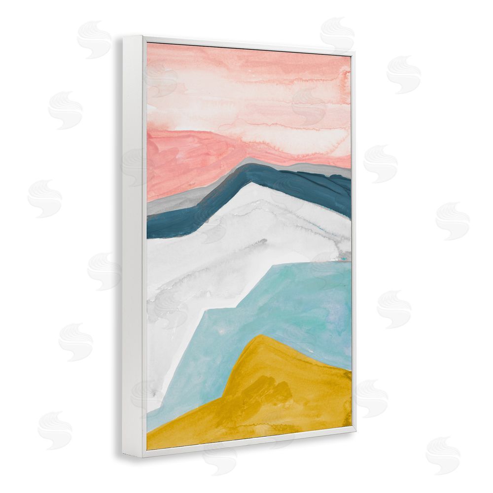 B. Danelle Pastel Geometric Mountains White Framed Giclee Wall Art Print