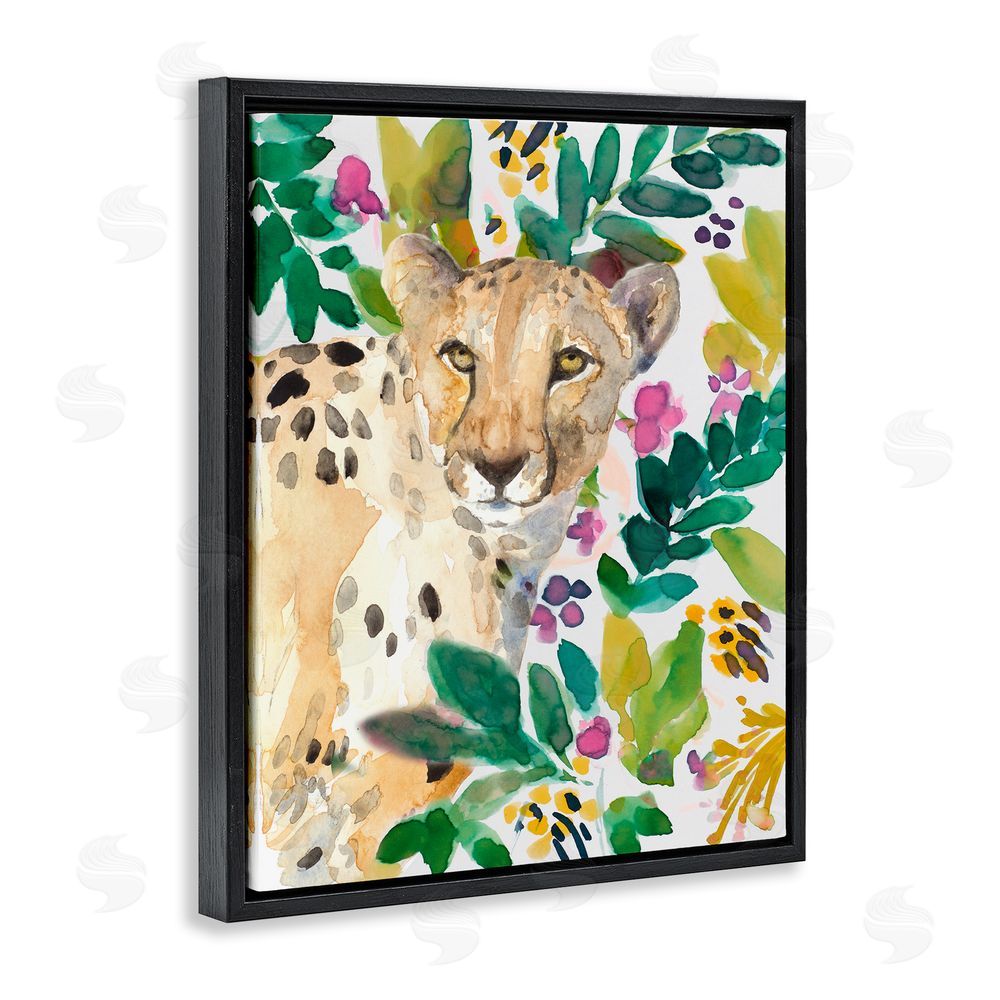 Sundance Graphics Garden Plants Cheetah Black Floating Frame Canvas Wall Art Print
