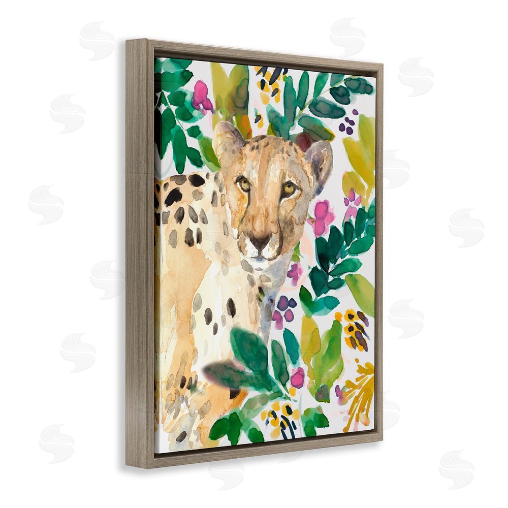 Sundance Graphics Garden Plants Cheetah Brown Floating Frame Canvas Wall Art Print