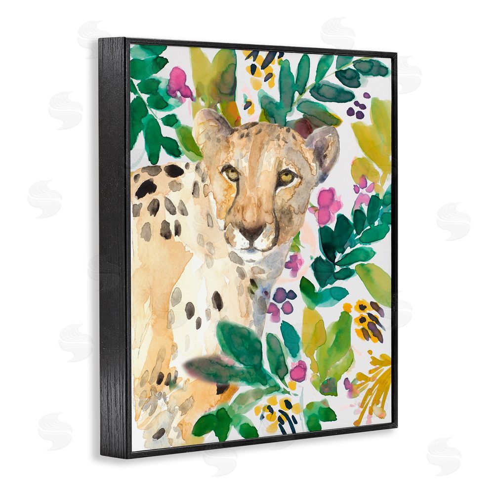 Sundance Graphics Garden Plants Cheetah Black Framed Giclee Wall Art Print