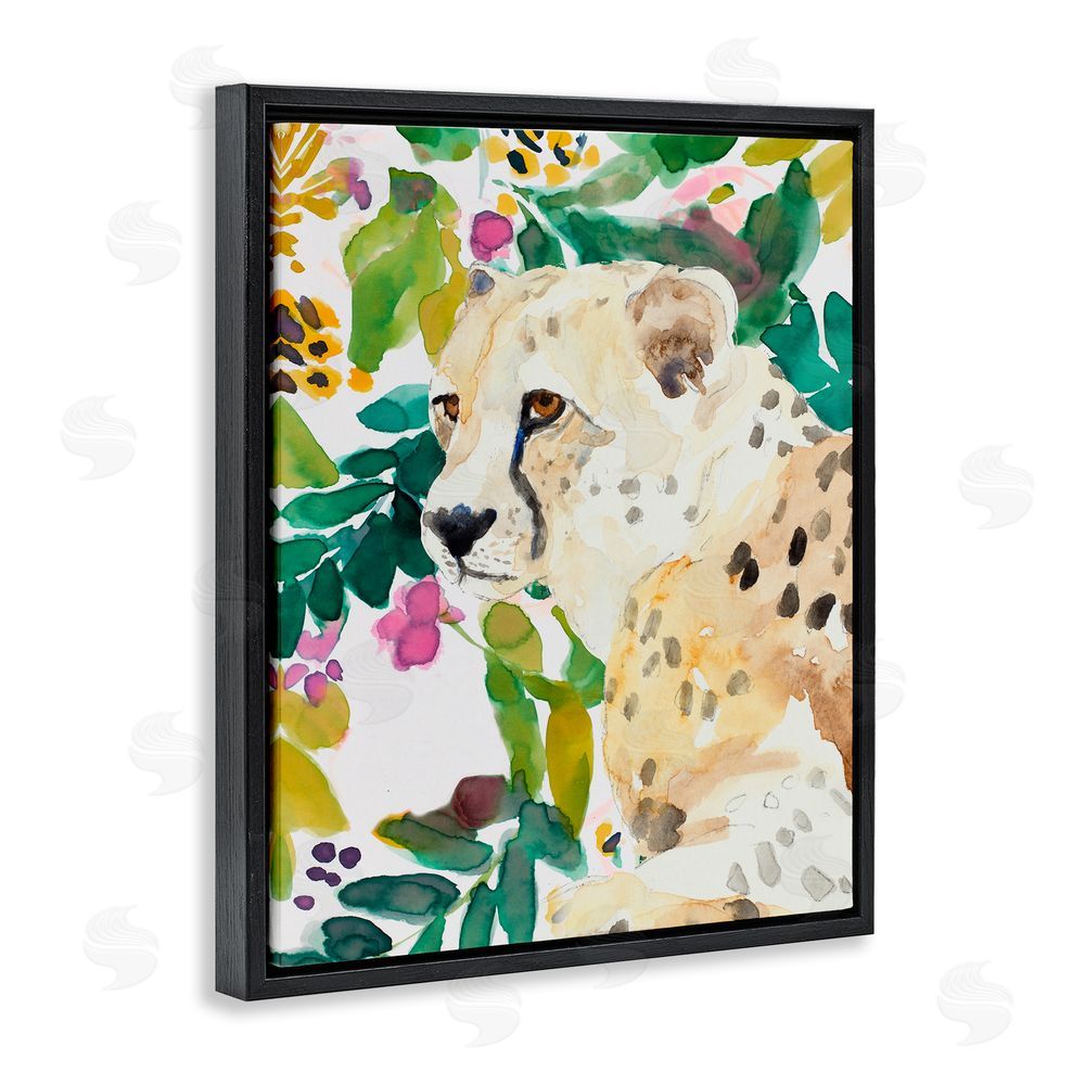 Sundance Graphics Garden Plants Leopard Black Floating Frame Canvas Wall Art Print