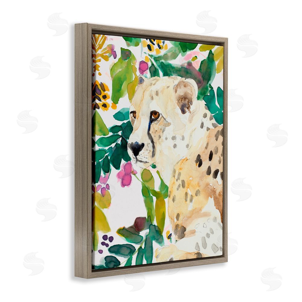 Sundance Graphics Garden Plants Leopard Brown Floating Frame Canvas Wall Art Print
