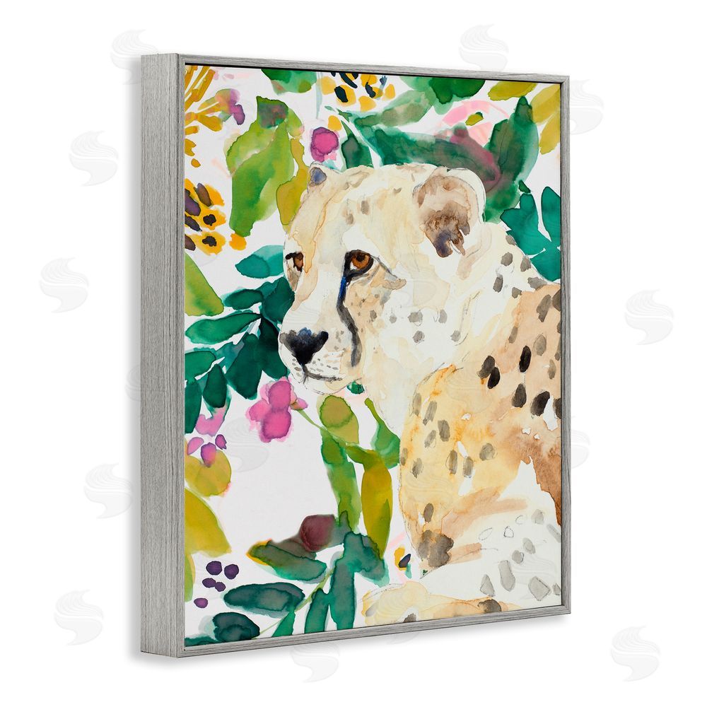 Sundance Graphics Garden Plants Leopard Gray Framed Giclee Wall Art Print