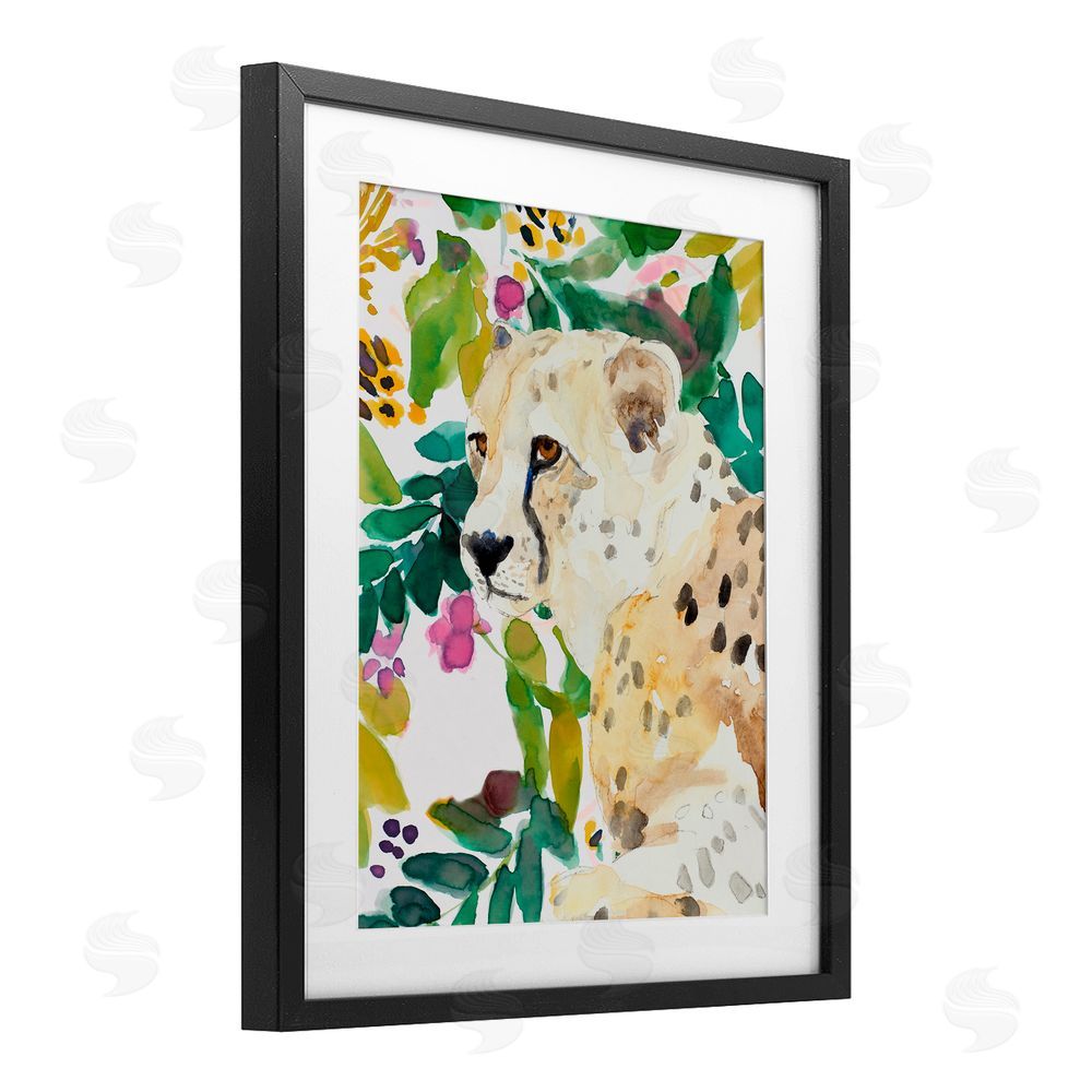 Sundance Graphics Garden Plants Leopard Black Framed Print Under Glass Wall Art