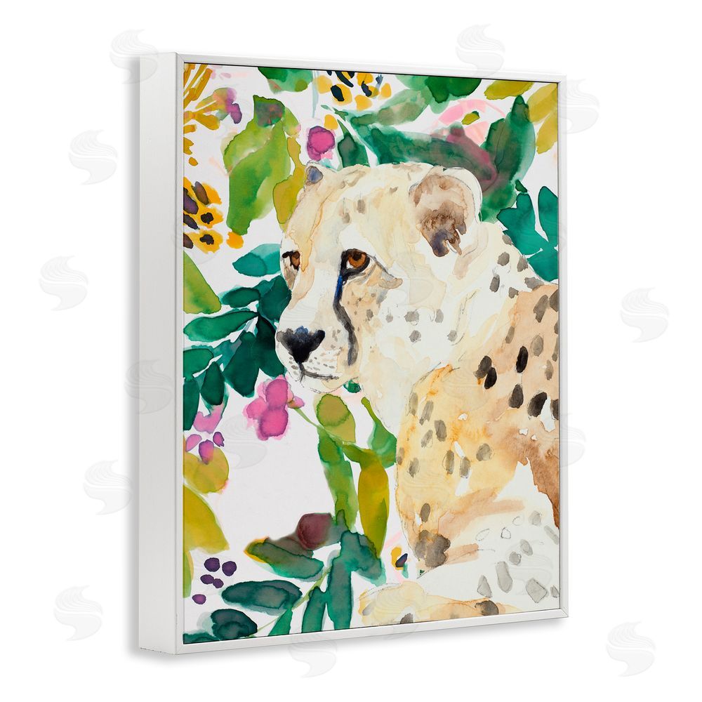 Sundance Graphics Garden Plants Leopard White Framed Giclee Wall Art Print