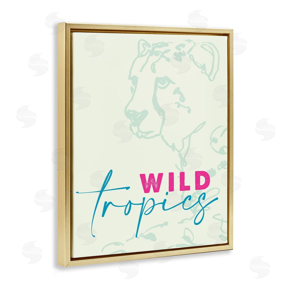 Lanie Loreth Wild Tropics Cheetah Gold Floating Frame Canvas Wall Art Print