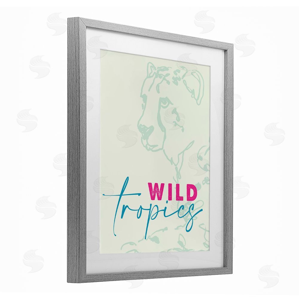 Lanie Loreth Wild Tropics Cheetah Gray Framed Print Under Glass Wall Art