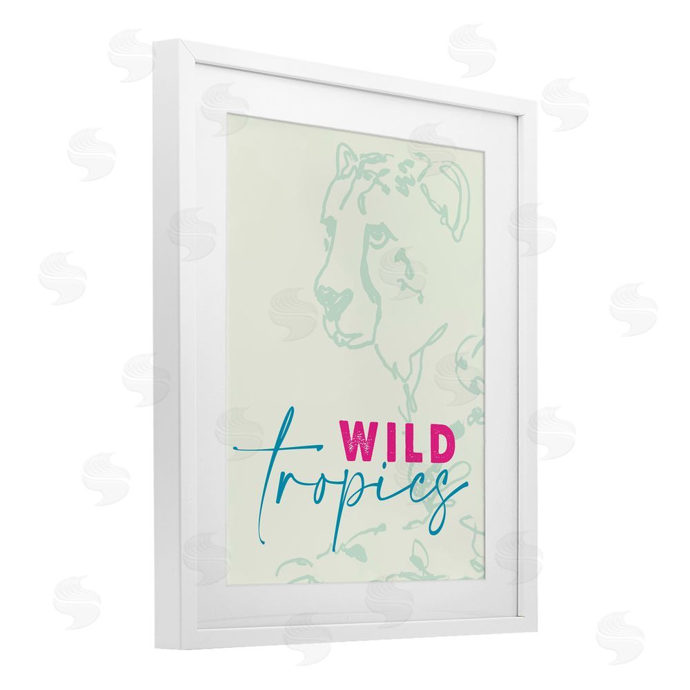 Lanie Loreth Wild Tropics Cheetah White Framed Print Under Glass Wall Art