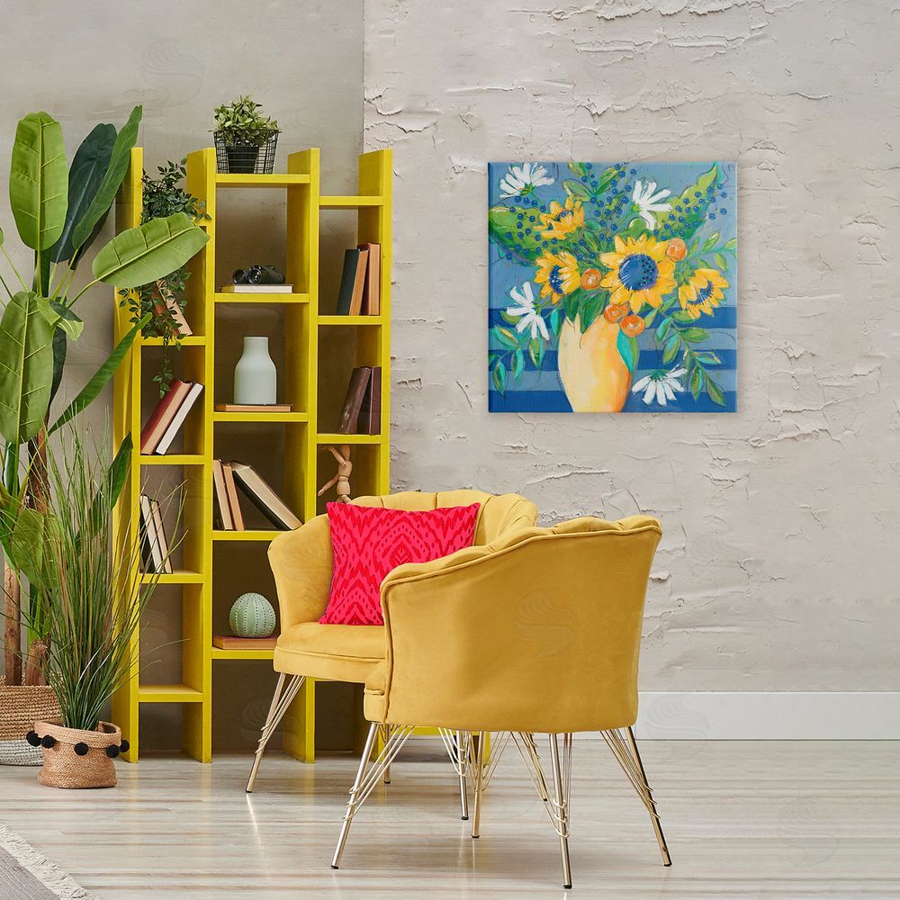 Sundance Graphics Floral Bursts Among The Blue Canvas Wall Art Print in Room