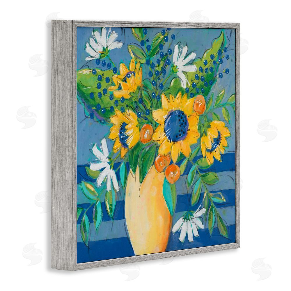 Sundance Graphics Floral Bursts Among The Blue Gray Framed Giclee Wall Art Print