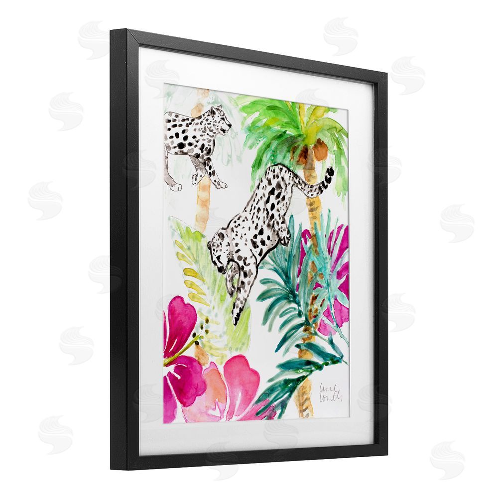 Sundance Graphics Tropical Island Cheetahs Black Framed Print Under Glass Wall Art