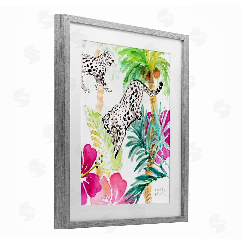 Sundance Graphics Tropical Island Cheetahs Gray Framed Print Under Glass Wall Art