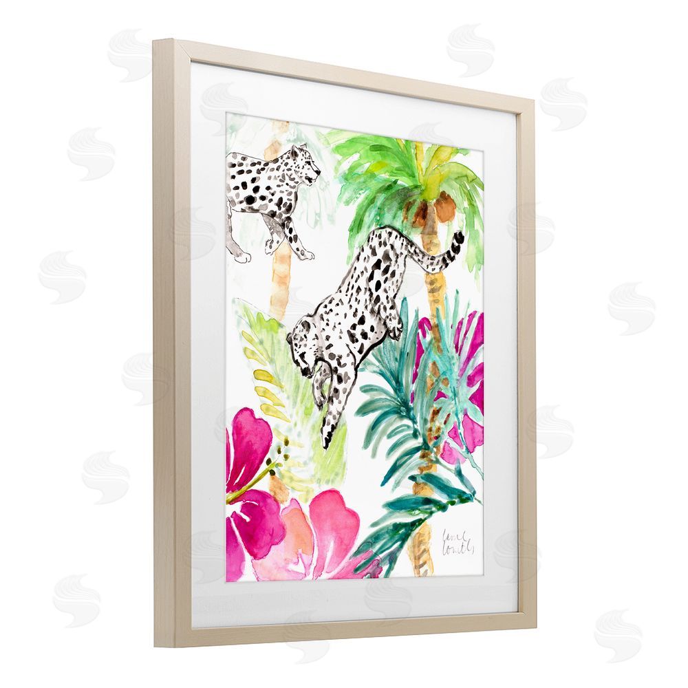 Sundance Graphics Tropical Island Cheetahs Birch Framed Print Under Glass Wall Art