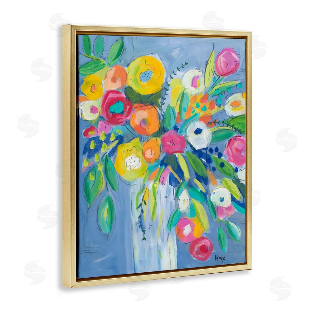 Sundance Graphics Cheerful Blossom Energy Gold Floating Frame Canvas Wall Art Print