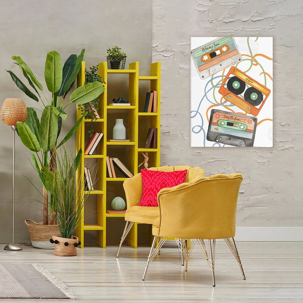 Sundance Graphics Cassette Mix Tapes Trio Canvas Wall Art Print in Room