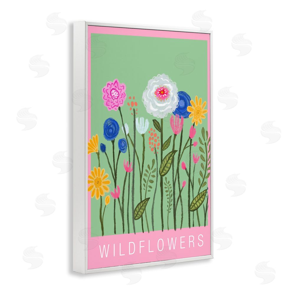 Elizabeth Medley Wild Flowers with Pink Border White Framed Giclee Wall Art Print