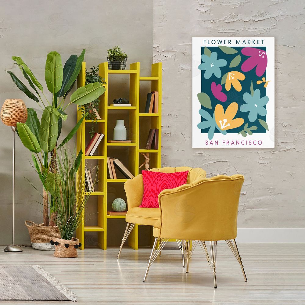 Anna Quach Whimsical Flower Market Stretched Canvas Wall Art in Room