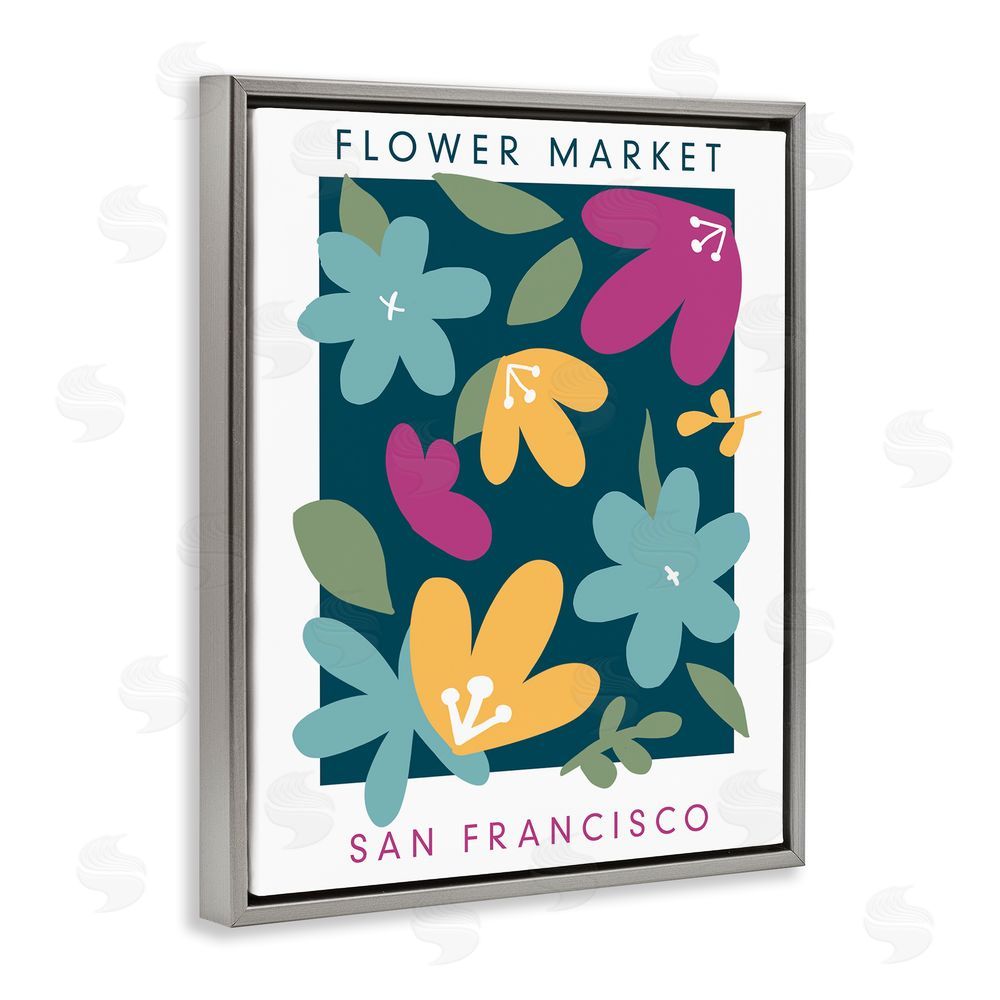 Anna Quach Whimsical Flower Market Gray Floating Frame Canvas Wall Art Print