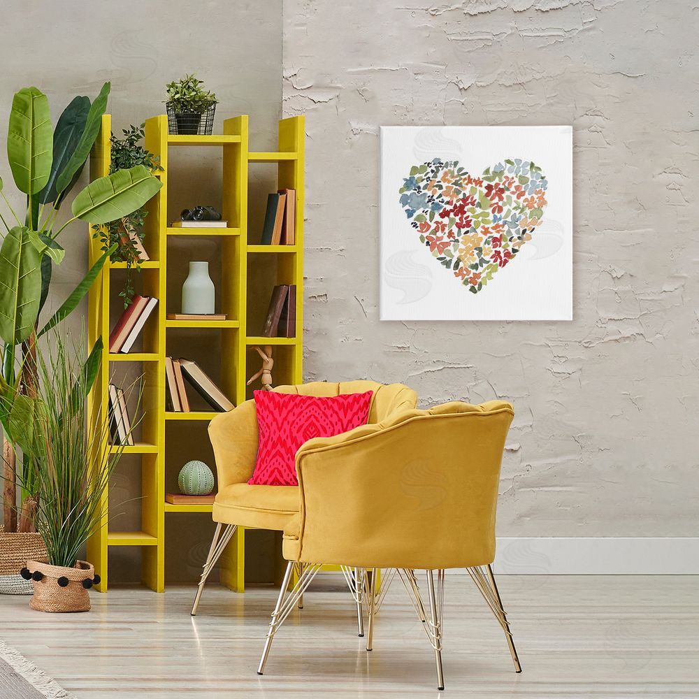 Sundance Graphics Blooming Earth Tone Heart Canvas Wall Art Print in Room