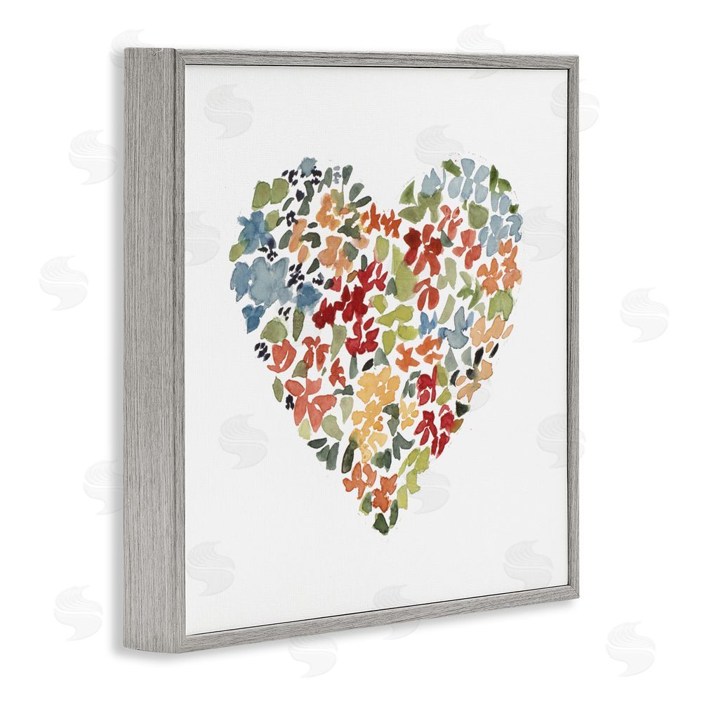 Sundance Graphics Blooming Earth Tone Heart Gray Framed Giclee Wall Art Print