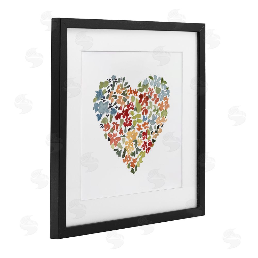 Sundance Graphics Blooming Earth Tone Heart Black Framed Print Under Glass Wall Art
