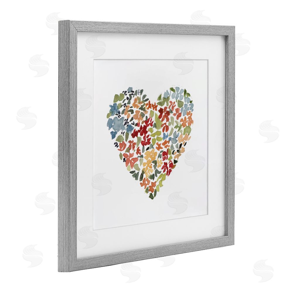 Sundance Graphics Blooming Earth Tone Heart Gray Framed Print Under Glass Wall Art